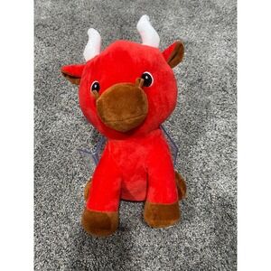 BMI Merchandise Red Bull Plush Stuffed Animal White Horns Brown Hooves